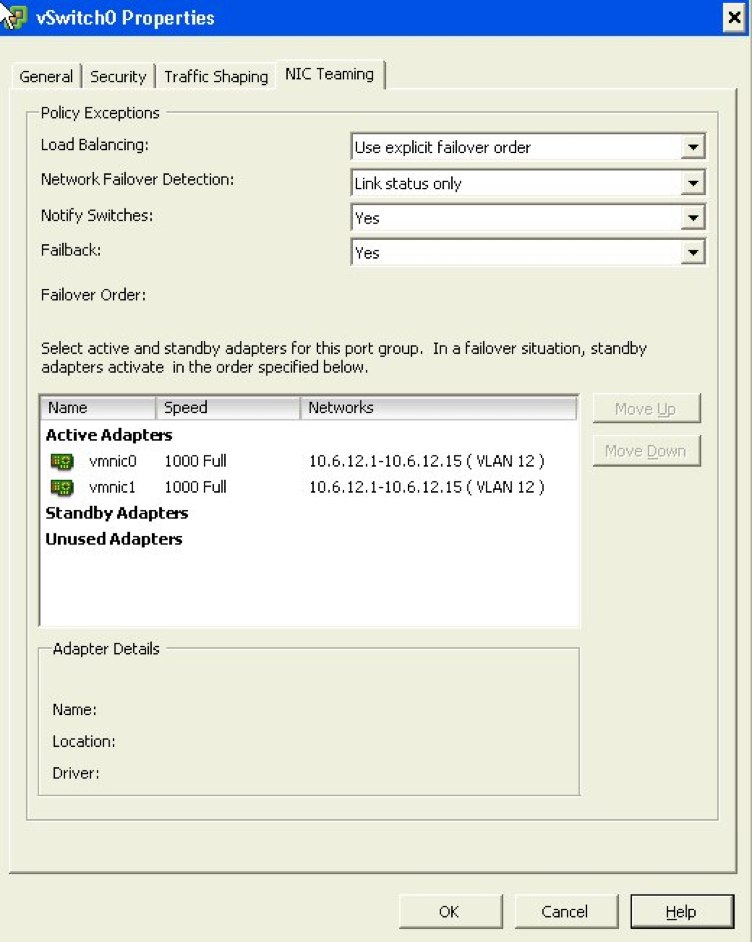 vSwitch config